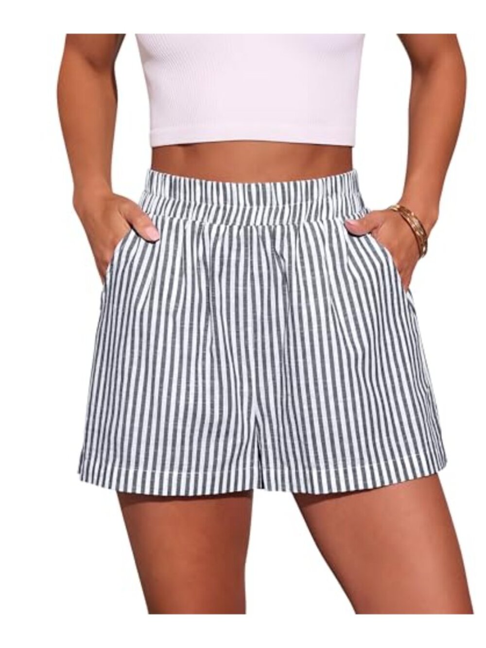 Women's Striped Boxer Shorts Cotton Blend Lounge Pajama Bottoms